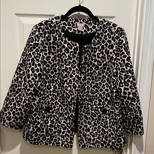 Chico's jacquard leopard print open blazer | size 2